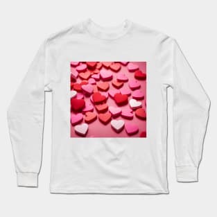 celebrating Valentines day, random floating love hearts Long Sleeve T-Shirt
